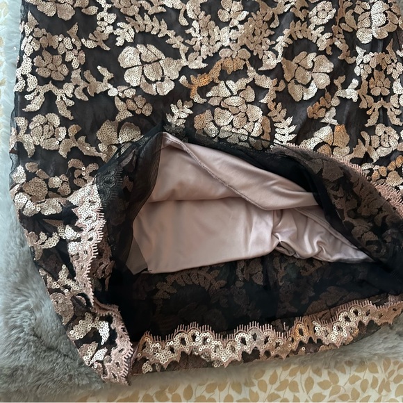 Tadashi Shoji Dir Black Metallic Embroidery Sequin Sheer Illusion Dress NWT 20Q - Picture 10 of 16